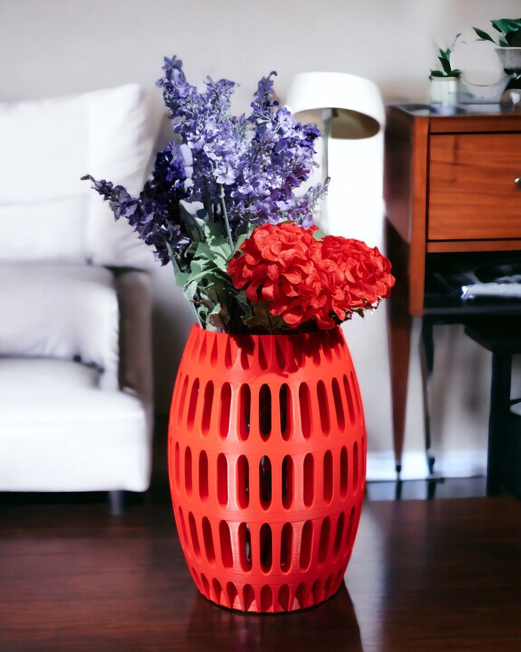 Capsule Lattice 3D Printed Vase | Modern Oval Slotted Decor