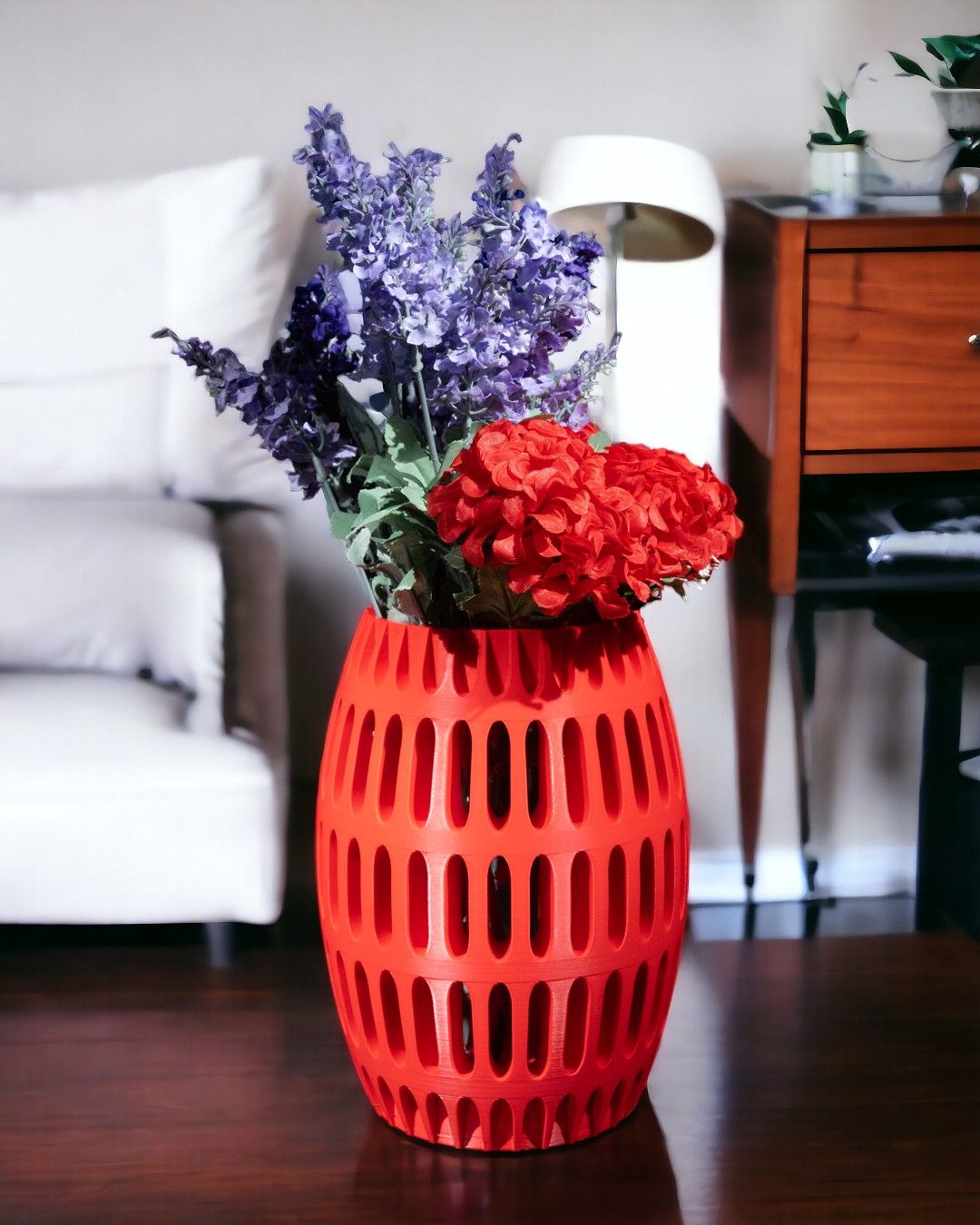Capsule Lattice 3D Printed Vase | Modern Oval Slotted Decor