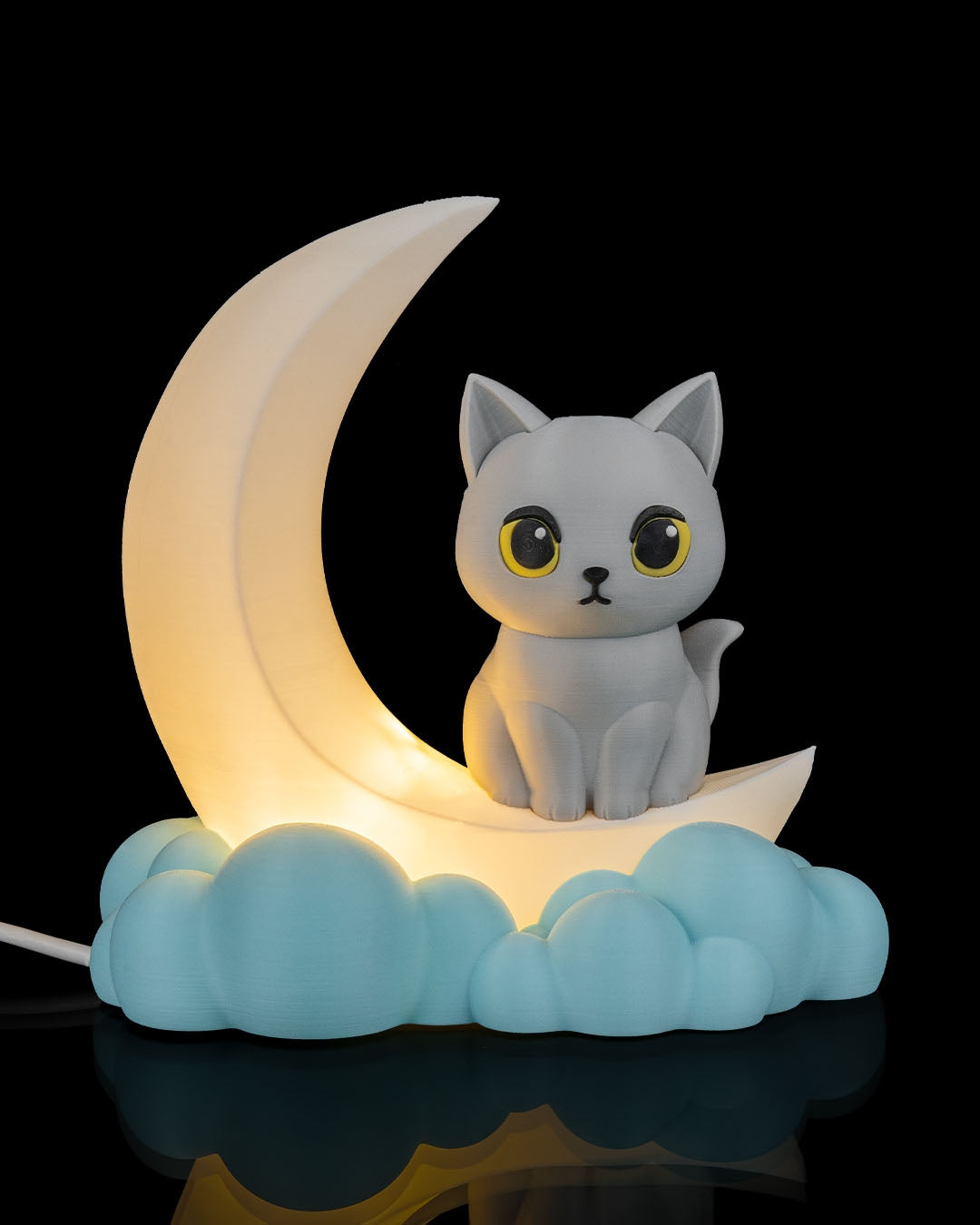 Moonbeam Kitty Table Lamp | Serene Cloud Night Light
