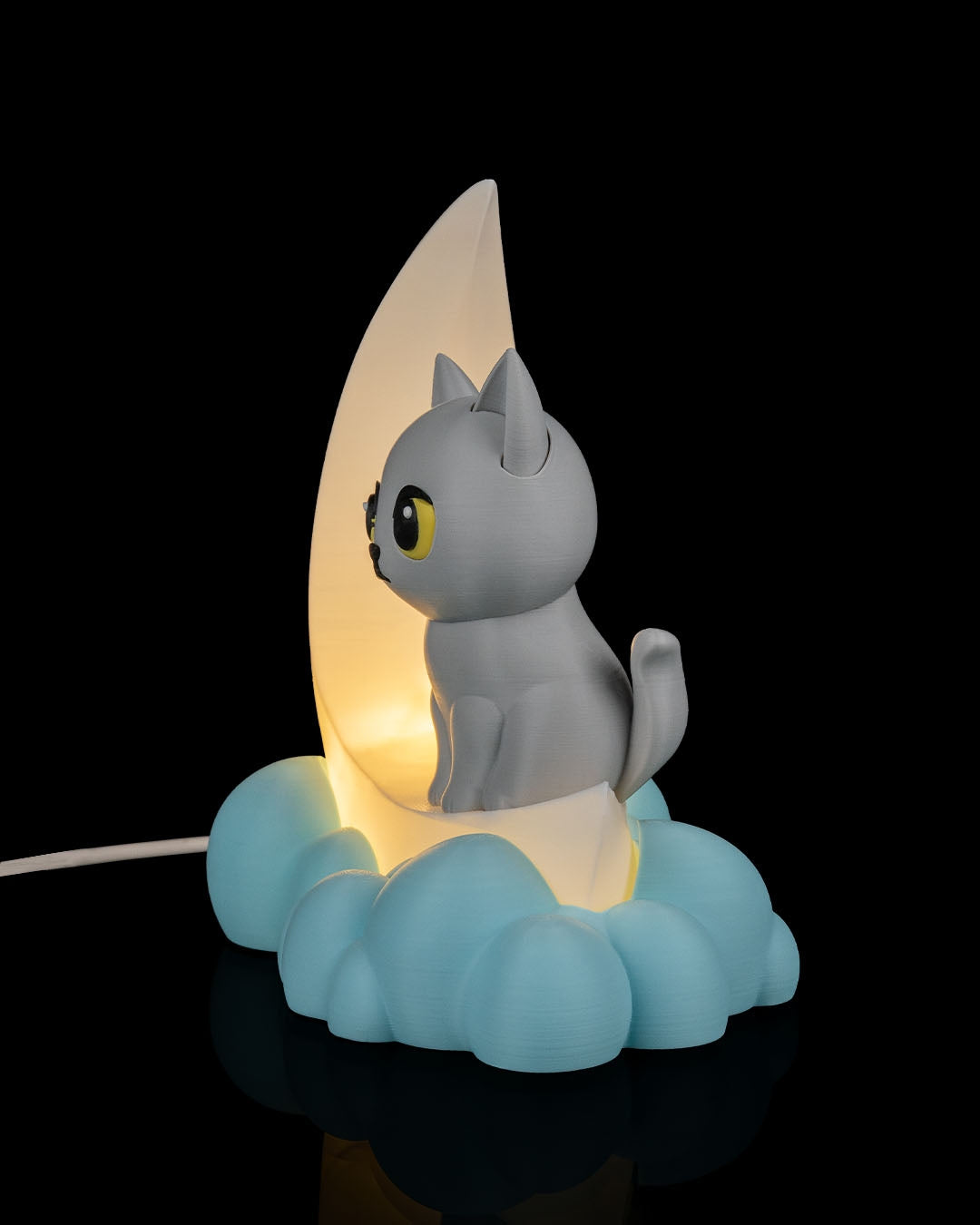 Moonbeam Kitty Table Lamp | Serene Cloud Night Light