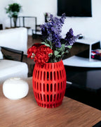 Capsule Lattice 3D Printed Vase | Modern Oval Slotted Decor