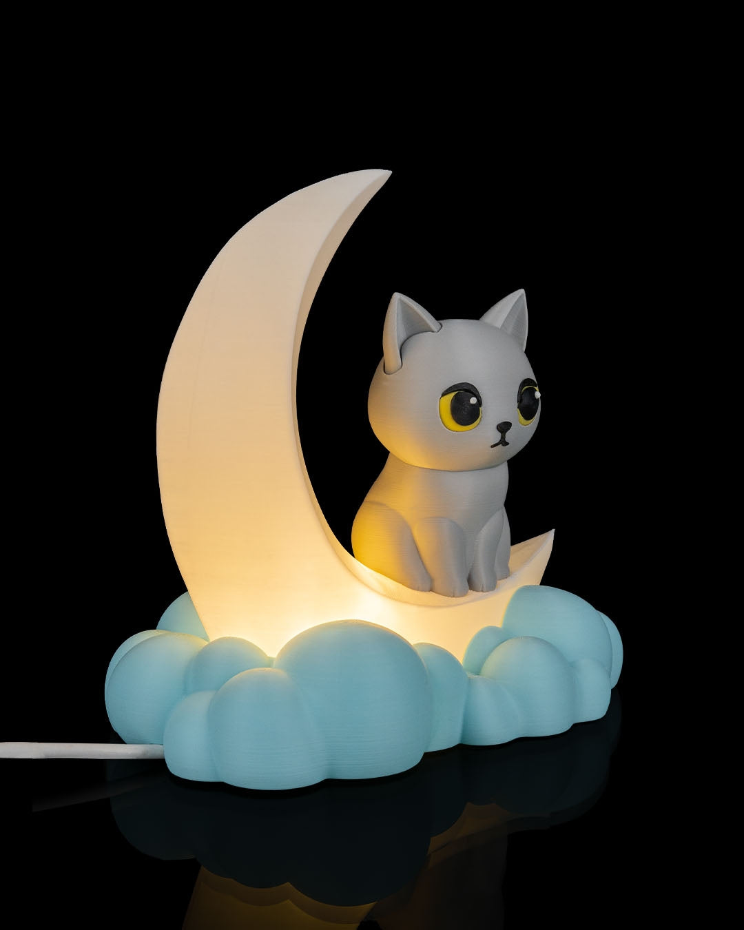 Moonbeam Kitty Table Lamp | Serene Cloud Night Light