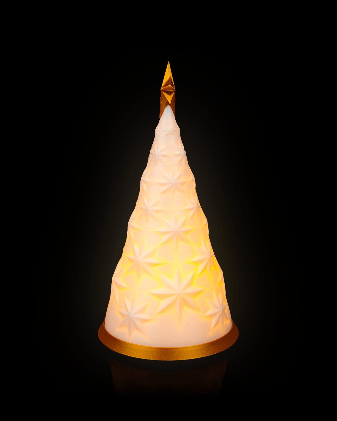Guiding Light – 19cm 3D Printed Table Lamp | Christmas Tree Tealight Lamp | Warm Ambient Holiday Decor (Made in India)