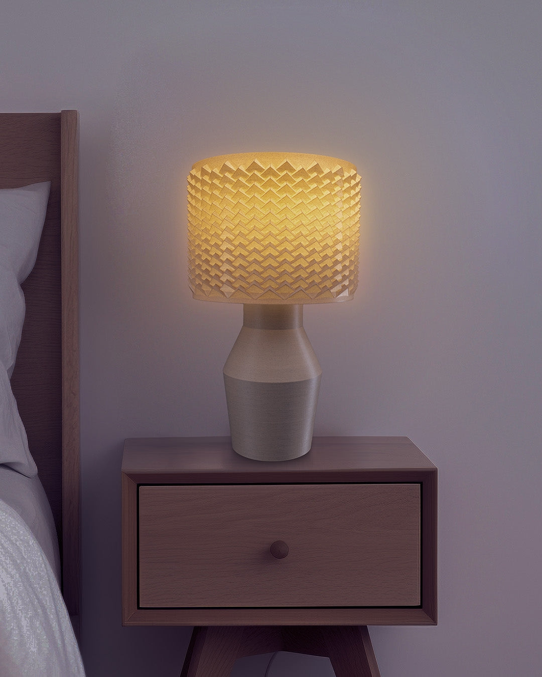 Chevron Column 3D Printed Table Lamp | Minimalist Textured Ambient Light