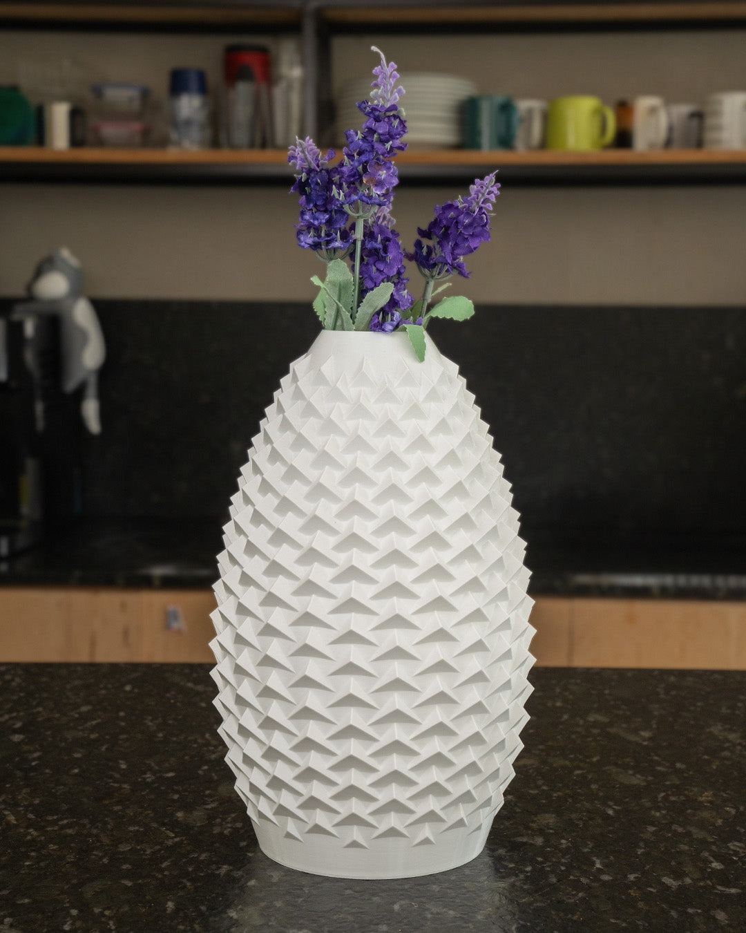 Geometric 3D Printed Texture Vase | Modern Indoor Decor Accent |