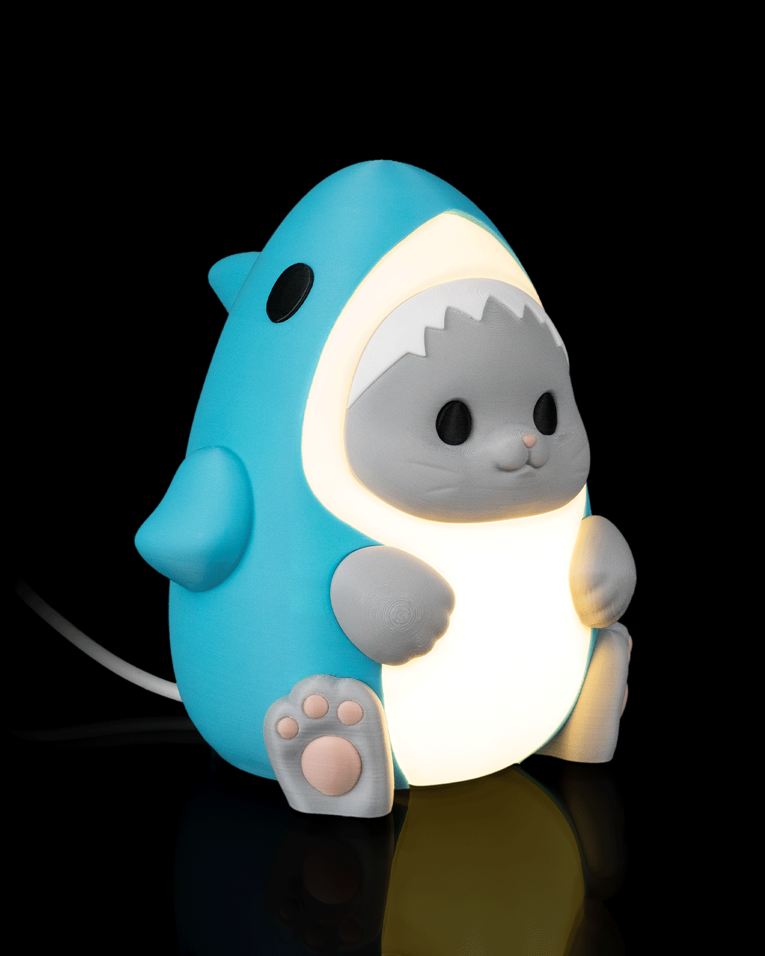 Shark Cat Charm, Keeps Your Room Warm | LED 3D Printed Table Lamp