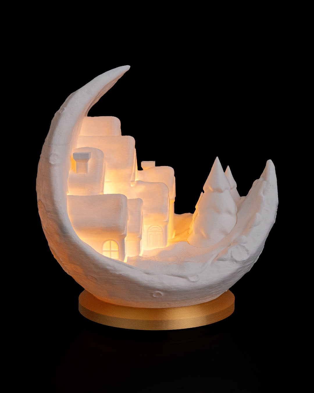 3D Printed Moon Table Lamp | Village Design Night Light