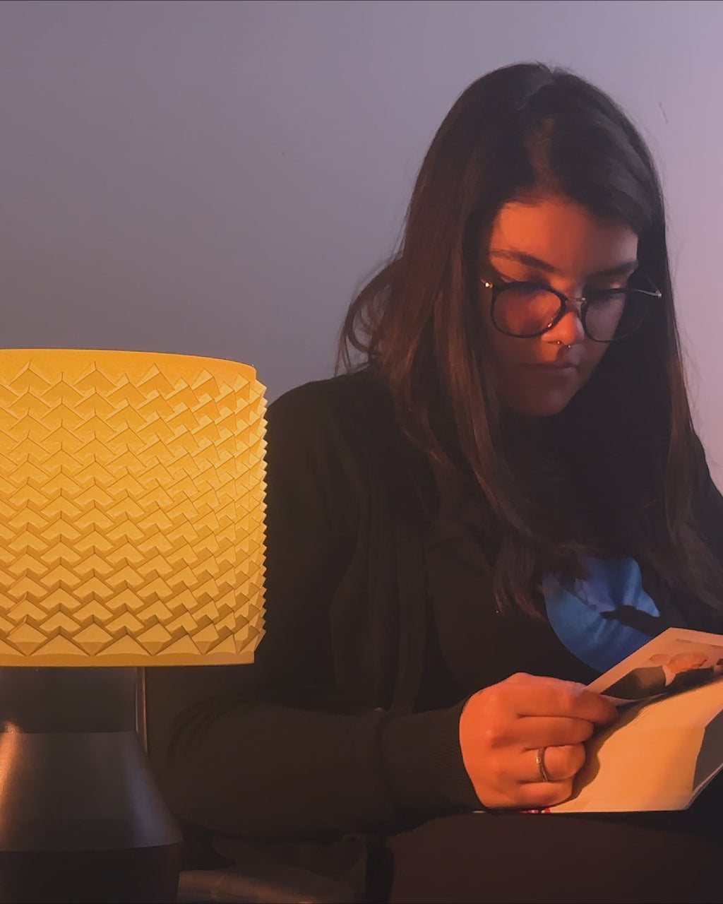 Chevron Column 3D Printed Table Lamp | Minimalist Textured Ambient Light