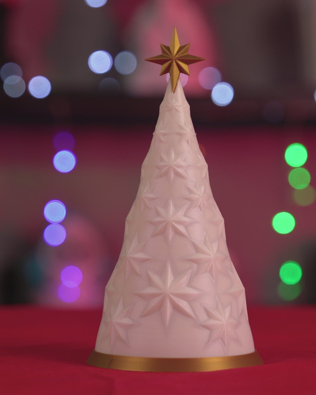 Guiding Light – 19cm 3D Printed Table Lamp | Christmas Tree Tealight Lamp | Warm Ambient Holiday Decor (Made in India)