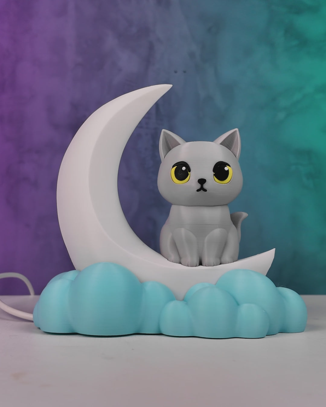 Moonbeam Kitty Table Lamp | Serene Cloud Night Light